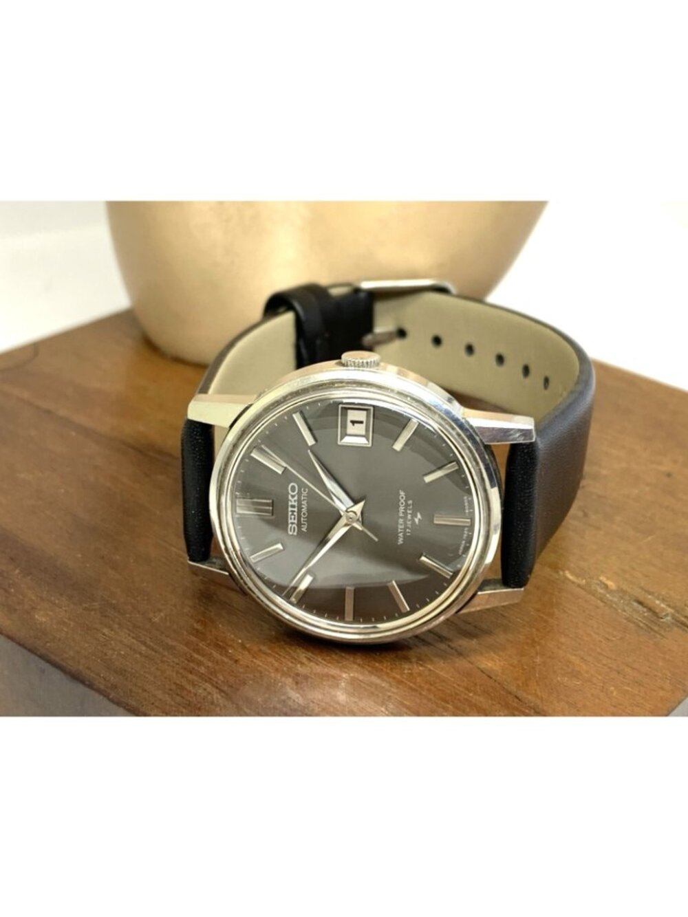 Seiko Men's Watch 7625-8033 Automatic Vintage 1968 Gray Dial Date Leather Strap - Picture 8 of 14
